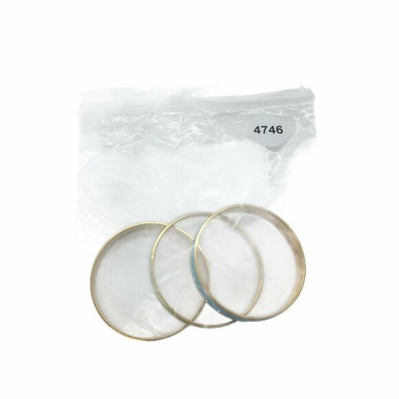 J. Crew Womens Cream Blue Green Enamel Gold Tone Bangle Bracelet Set Of 3 - Picture 11 of 15